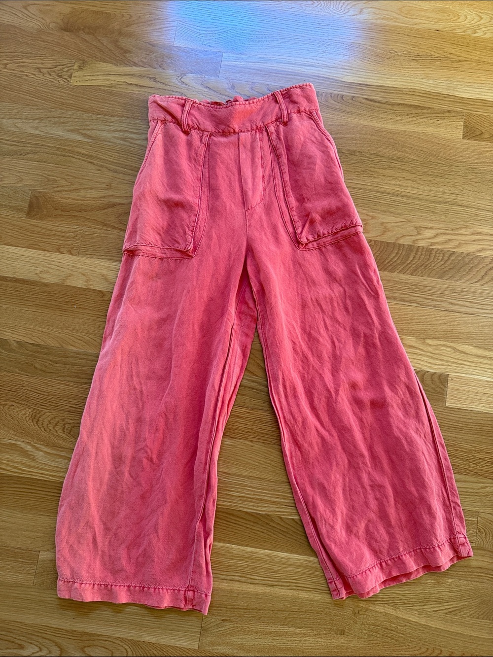 Young Fabulous & Broke linen Coral-Pink Wide Leg Pocket Pants